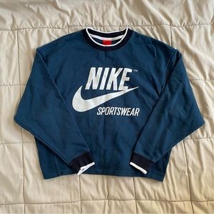 Nike logo blue crew neck sweater